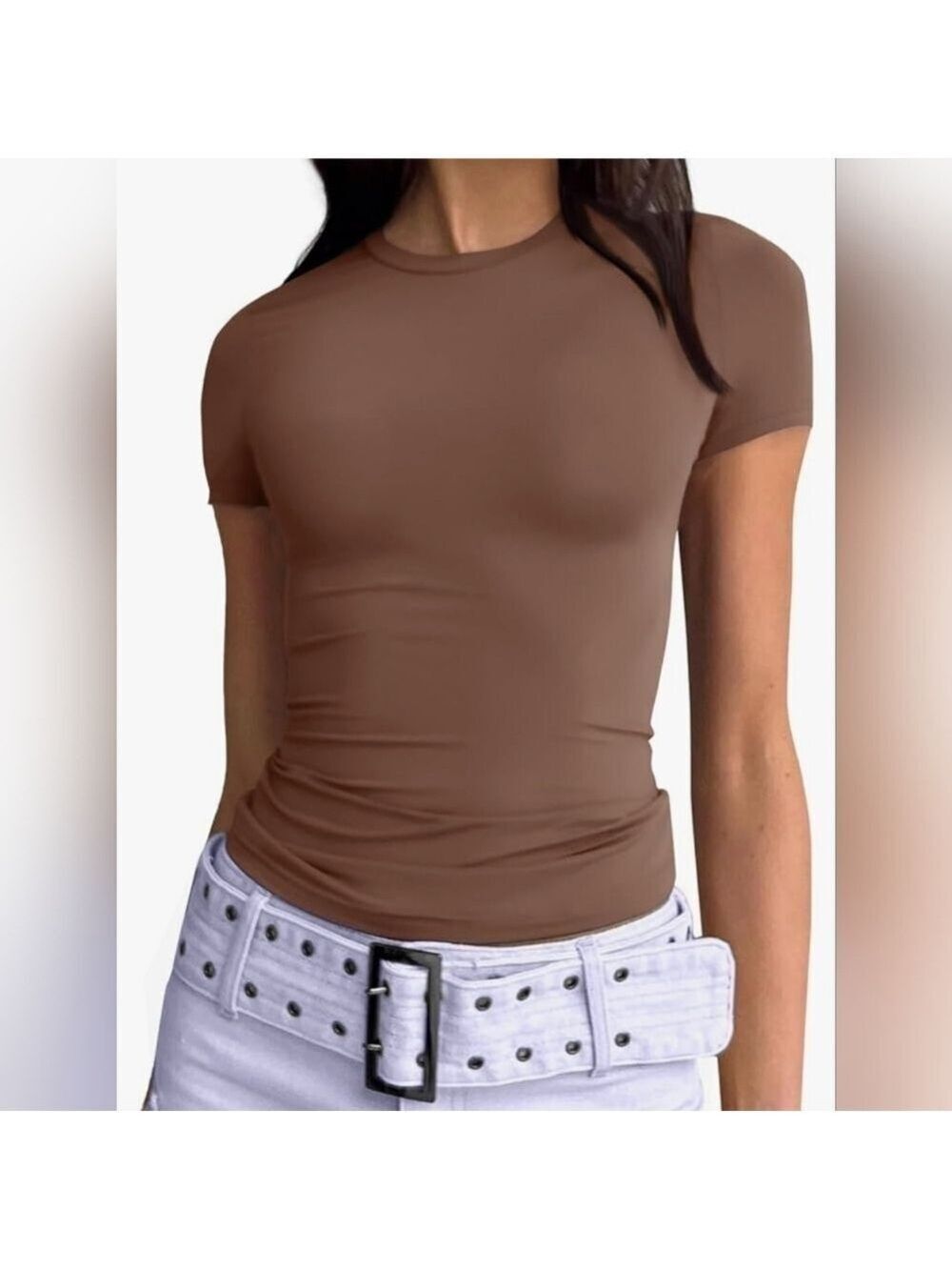Trendy Queen Basic Scoop Neck Short Sleeve Top Medium - New With Tags